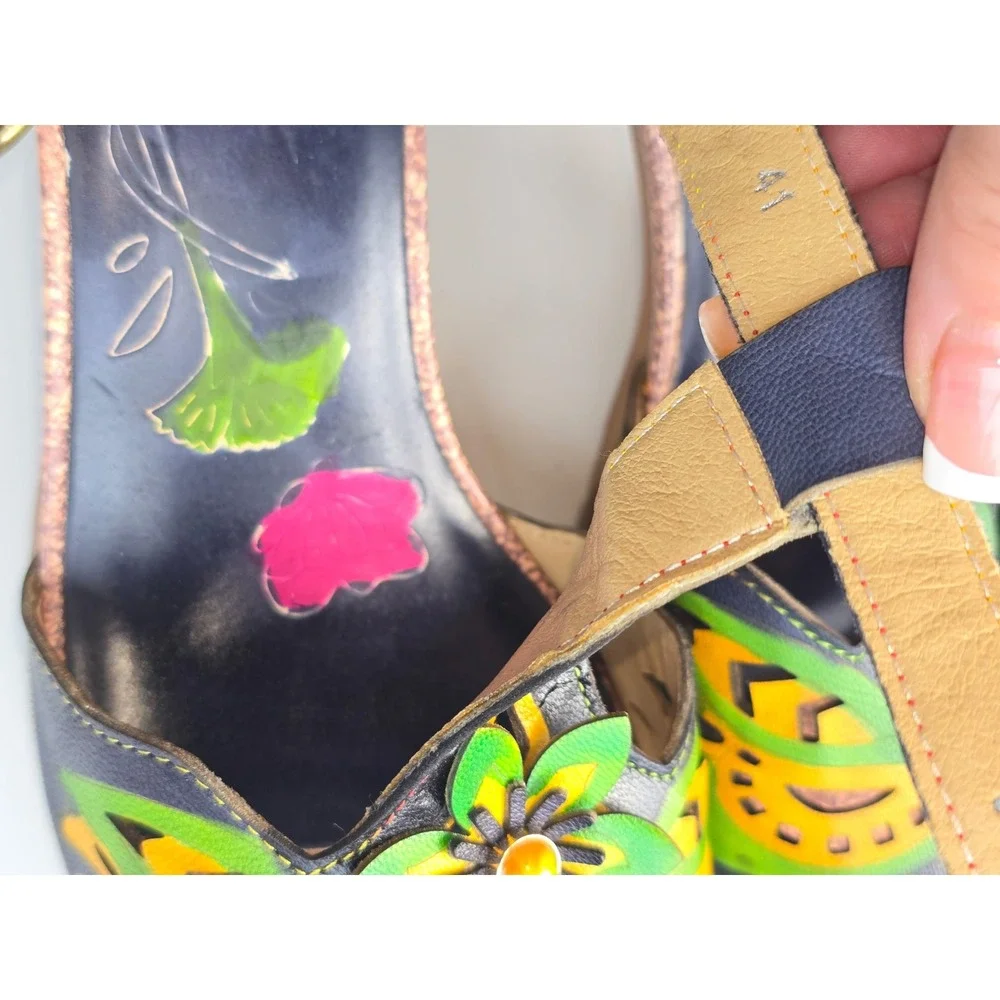 Boho Bloom: Artistic Heels with 3D Floral Charm,‎ 9.5 (EU 41)